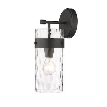 Z-Lite Fontaine 1 Light Wall Sconce, Matte Black & Clear 3035-1SS-MB